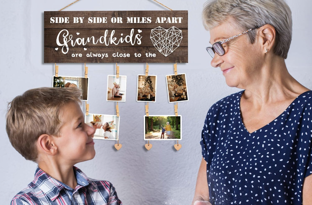 personalized gifts for grandma, wall hanging plate with photos for grandkids